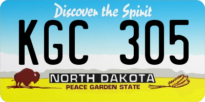 ND license plate KGC305