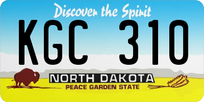 ND license plate KGC310