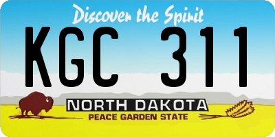 ND license plate KGC311