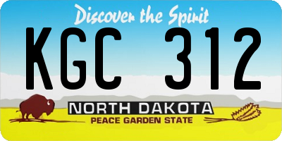 ND license plate KGC312