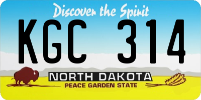 ND license plate KGC314