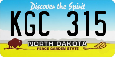 ND license plate KGC315