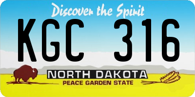 ND license plate KGC316