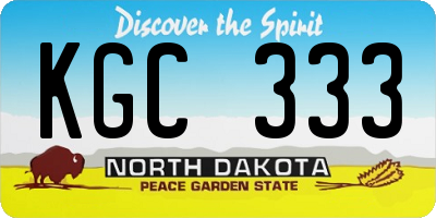 ND license plate KGC333