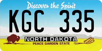 ND license plate KGC335