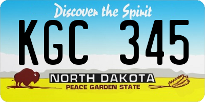 ND license plate KGC345