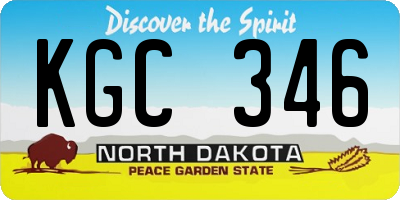 ND license plate KGC346
