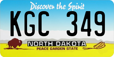 ND license plate KGC349