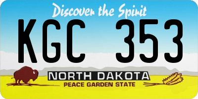 ND license plate KGC353