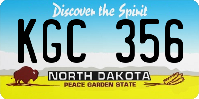 ND license plate KGC356