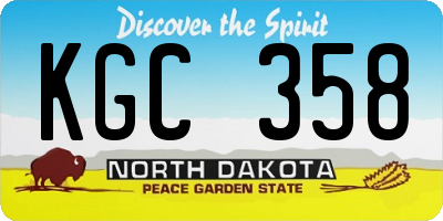 ND license plate KGC358