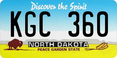 ND license plate KGC360