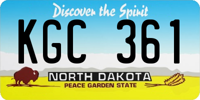 ND license plate KGC361