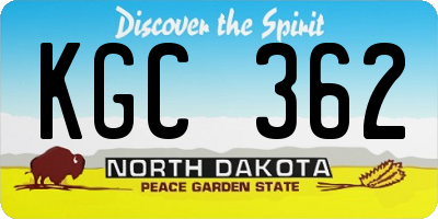 ND license plate KGC362