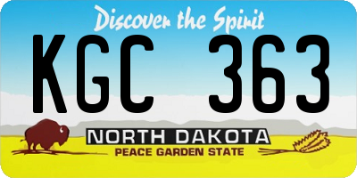 ND license plate KGC363