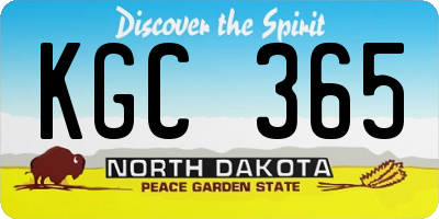 ND license plate KGC365
