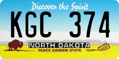ND license plate KGC374
