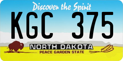 ND license plate KGC375