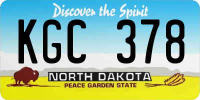 ND license plate KGC378