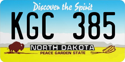 ND license plate KGC385