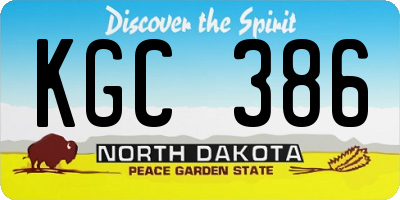 ND license plate KGC386