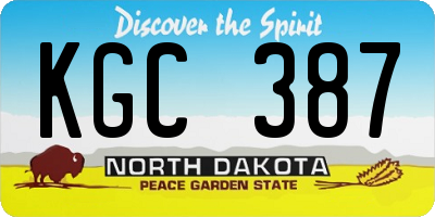 ND license plate KGC387