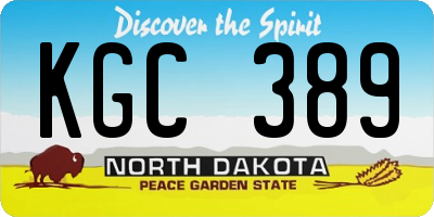ND license plate KGC389