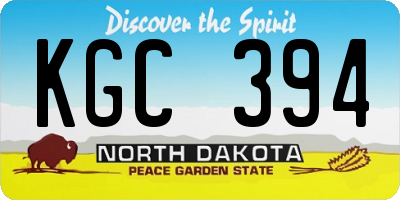 ND license plate KGC394