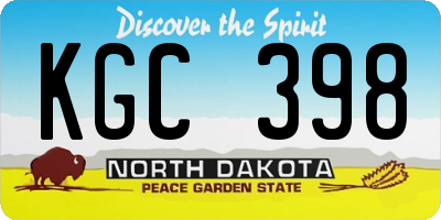 ND license plate KGC398