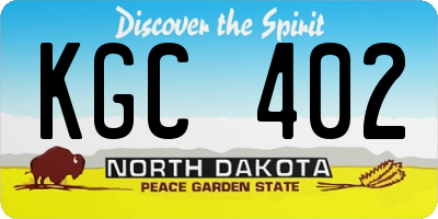 ND license plate KGC402