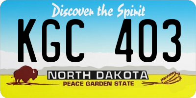ND license plate KGC403