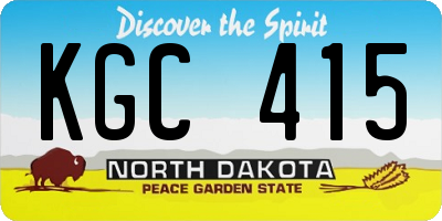ND license plate KGC415