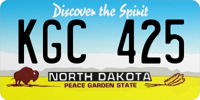 ND license plate KGC425