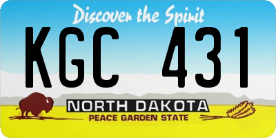 ND license plate KGC431