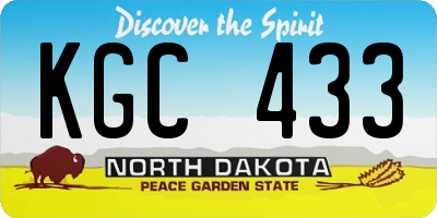 ND license plate KGC433