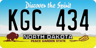 ND license plate KGC434