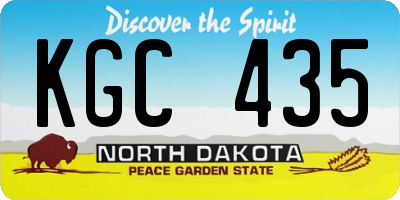 ND license plate KGC435