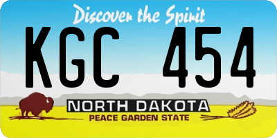 ND license plate KGC454