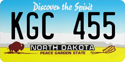 ND license plate KGC455