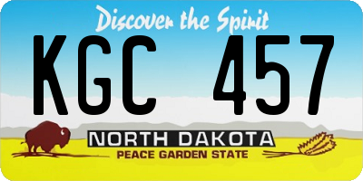 ND license plate KGC457