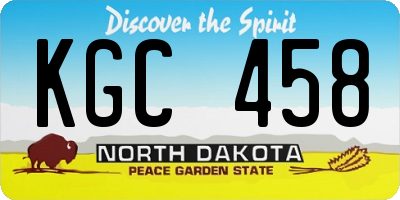 ND license plate KGC458