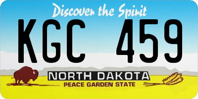 ND license plate KGC459