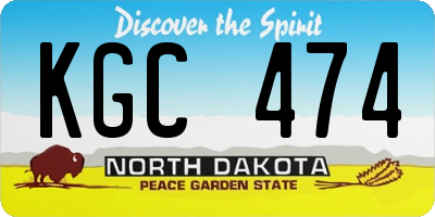 ND license plate KGC474