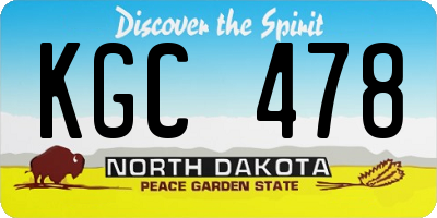 ND license plate KGC478
