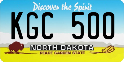 ND license plate KGC500