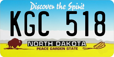 ND license plate KGC518