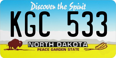 ND license plate KGC533