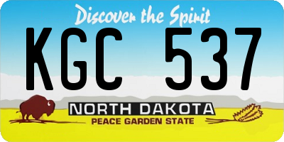 ND license plate KGC537