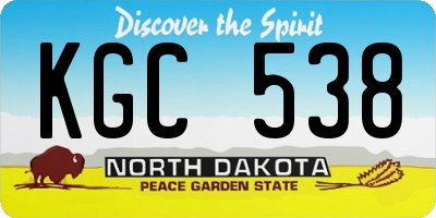 ND license plate KGC538