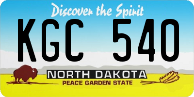 ND license plate KGC540